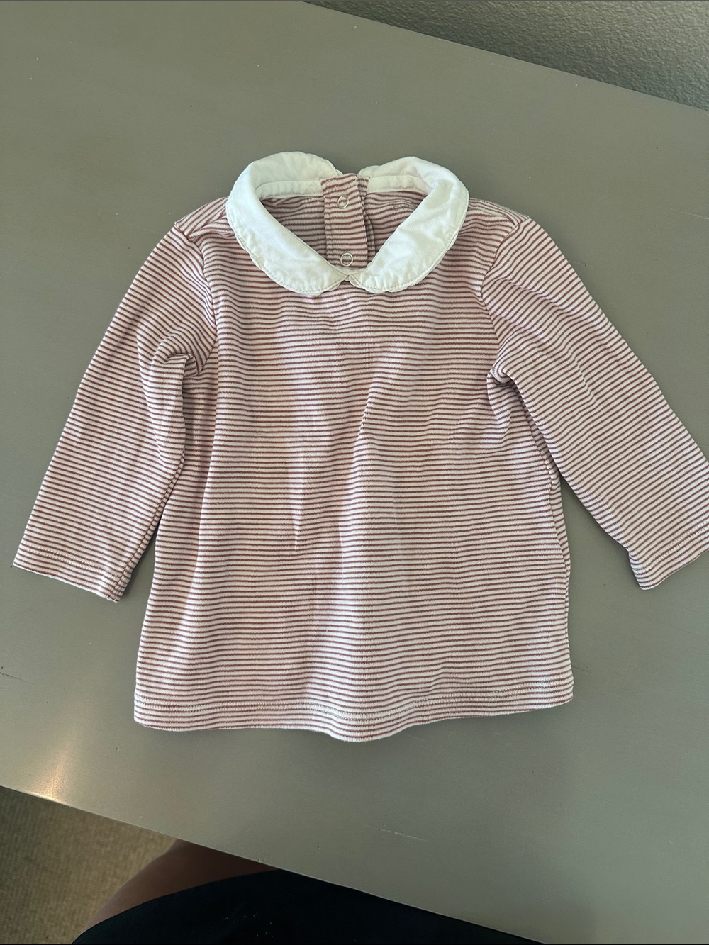 Cyrillus Striped Long-Sleeve Top with Peter Pan Collar 9m